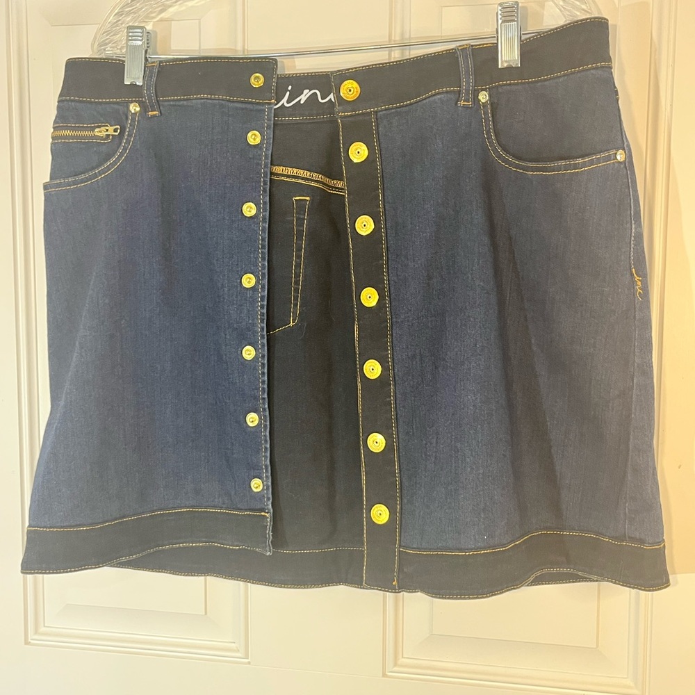 Denim Skirt with Yellow Accents